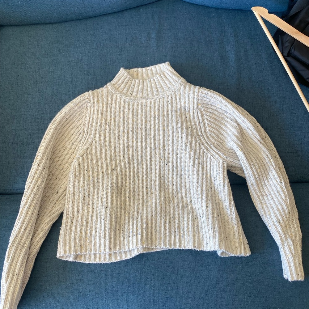 GAP Cream Cowl Neck Sweater with Ribbed Knit